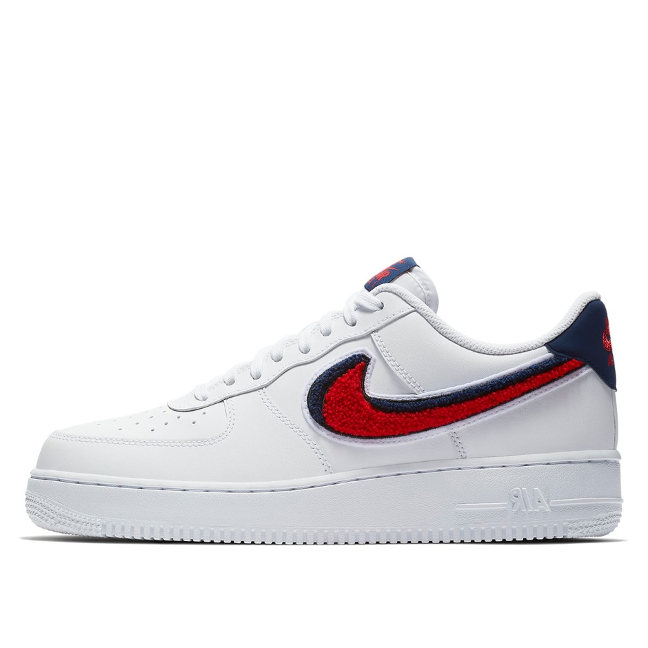Klekt Air Force 1 χαμηλό 3d Swoosh σενίλ λευκό κόκκινο μπλε